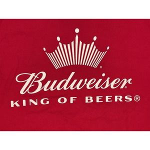 Budweiser Shirt White Crown King Of Beers Bar Party Logo Tee Red 19.5 x 28 Sz L